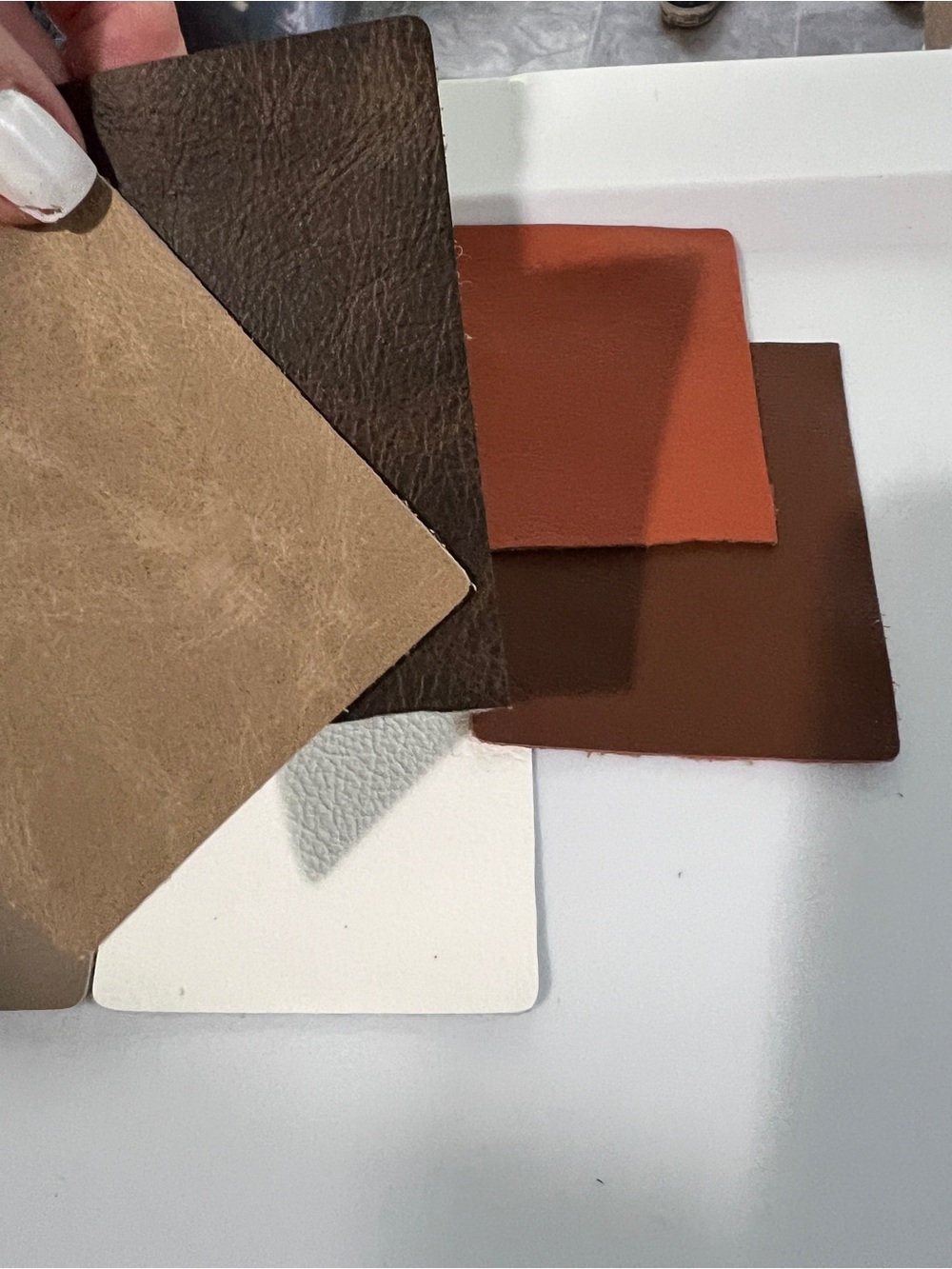 Leather and Vinyl Swatch Set - Brown, Tan, White, Rust